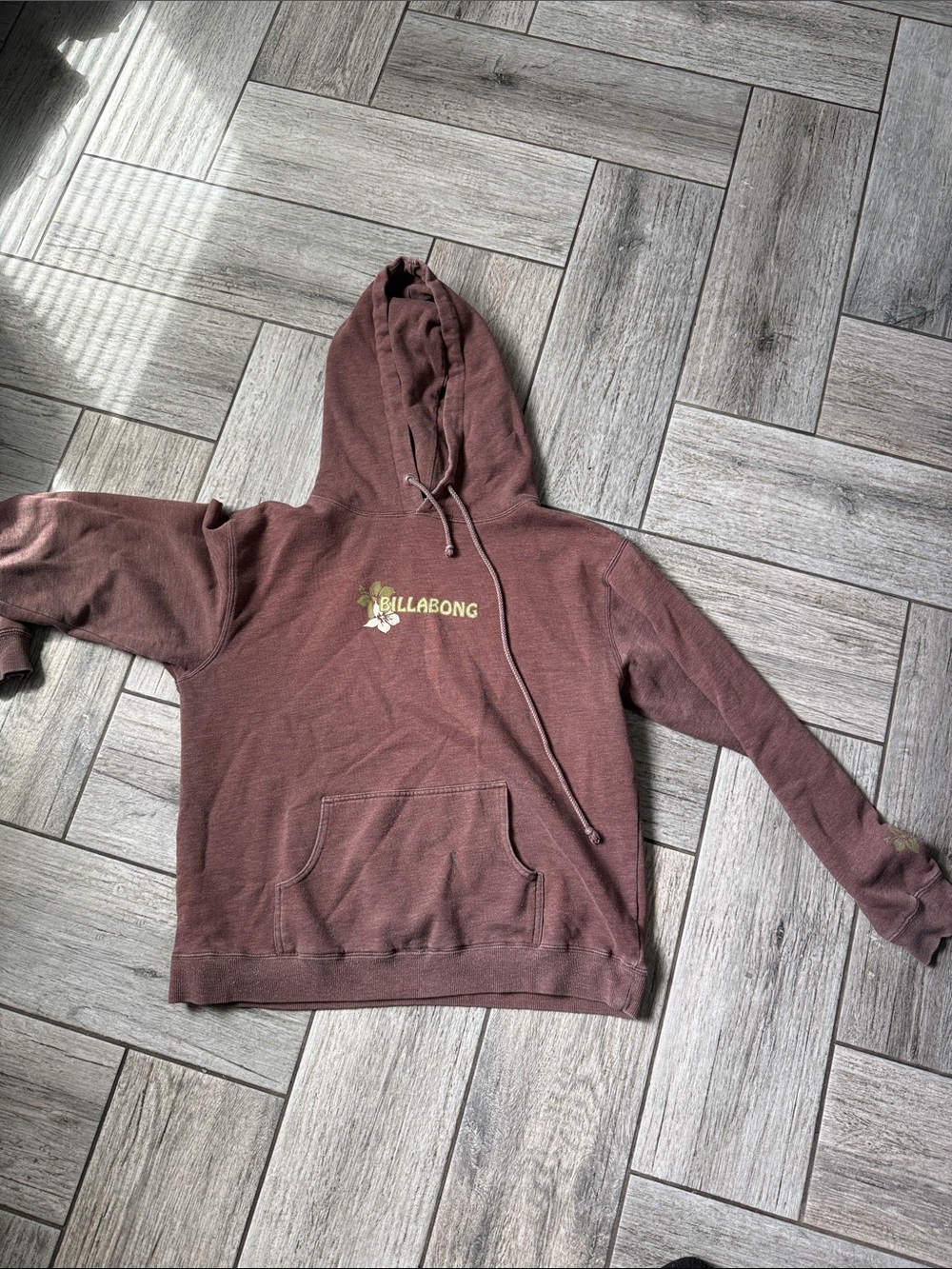 Billabong Maroon Hoodie with Floral Chest Logo